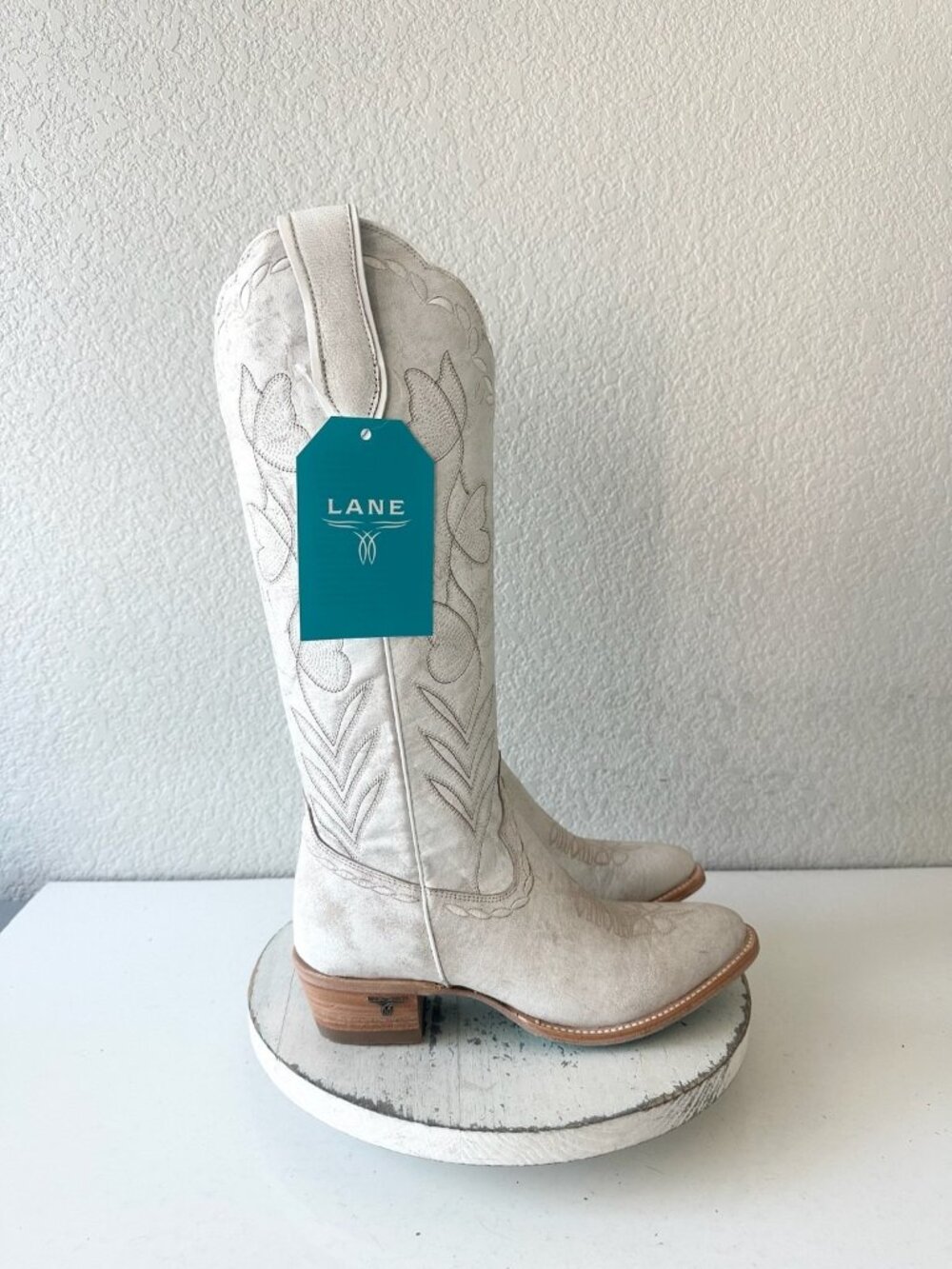 Lane SWEET MEMORIES Knee High Womens White Cowboy Boots Cowgirl Western Tall 8.5 - Picture 2 of 10